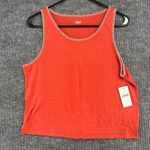 Jenni Intimates Tank Top Womens Medium Cayenne Orange New Blanket Stitch